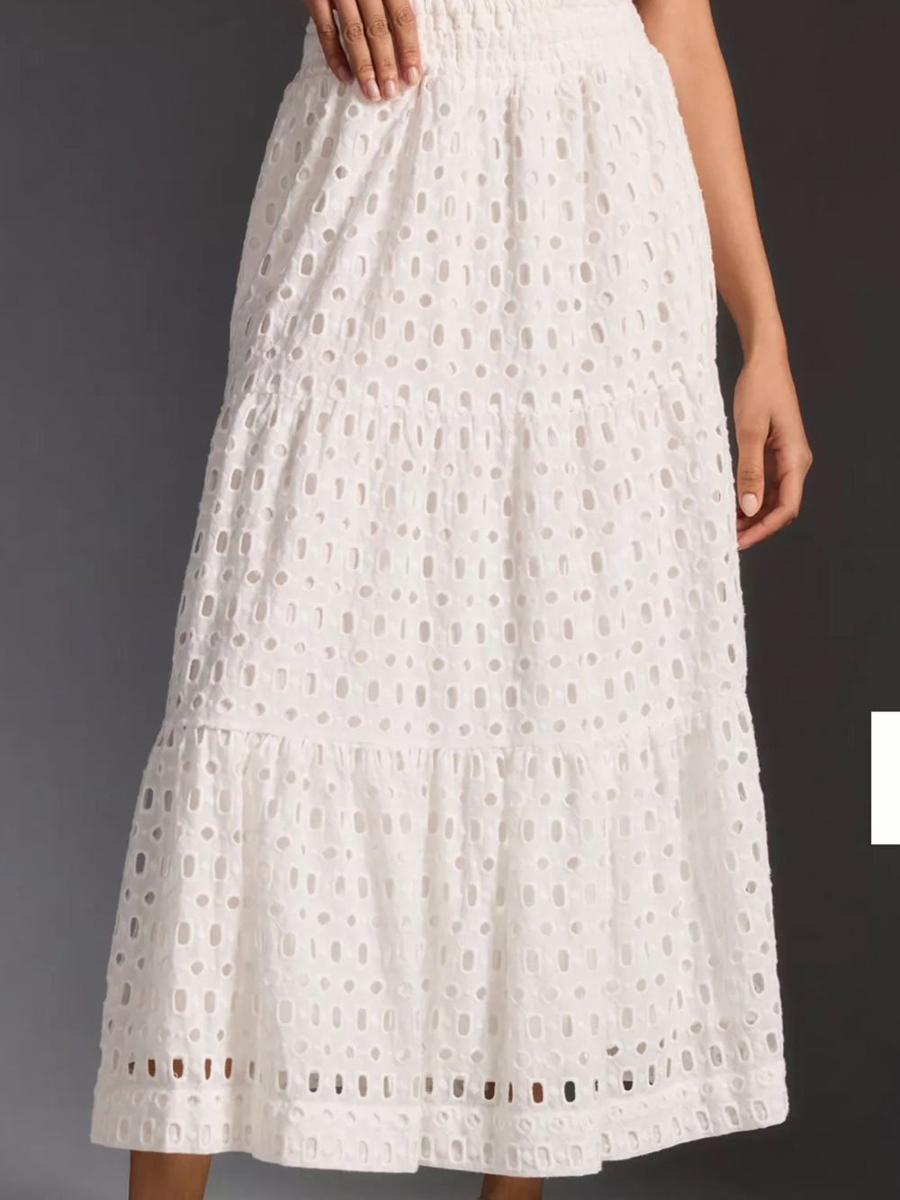 Anthropologie White Eyelet Maxi Skirt - Picture 2 of 8